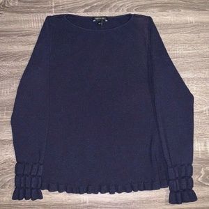 Ann Taylor Navy Blue Peplum Long Sleeve Sweater